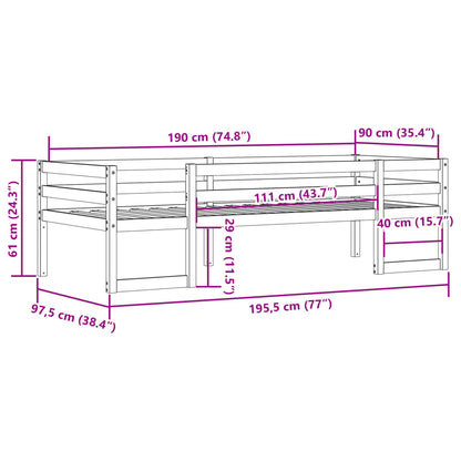 vidaXL Kids' Bed Frame without Mattress White 90x190 cm Single Solid Wood Pine