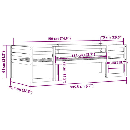 vidaXL Kids' Bed Frame without Mattress White 75x190 cm Small Single Solid Wood Pine