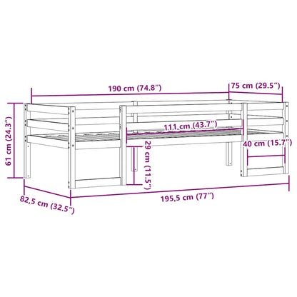 vidaXL Kids' Bed Frame without Mattress Wax Brown 75x190 cm Small Single