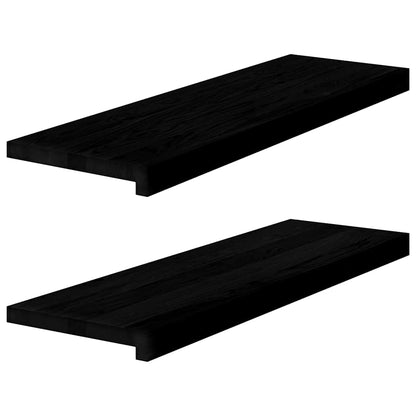 vidaXL Window Sills 2 pcs Brown Black 80x25x2 cm Solid Wood Oak