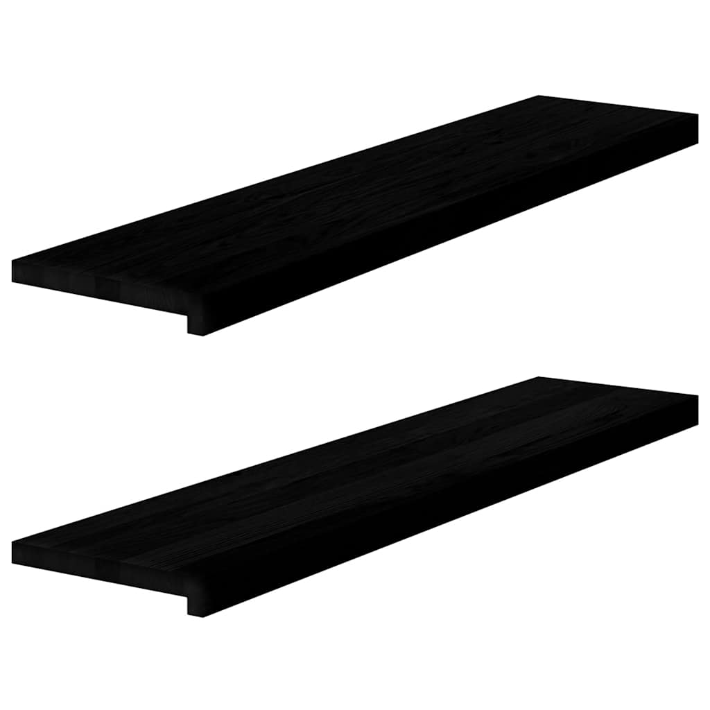 vidaXL Window Sills 2 pcs Brown Black 110x25x2 cm Solid Wood Oak