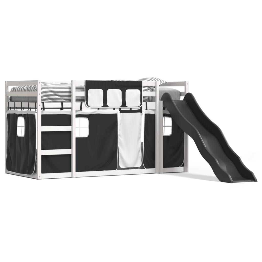vidaXL Bunk Bed without Mattress with Slide White and Black 90x200 cm