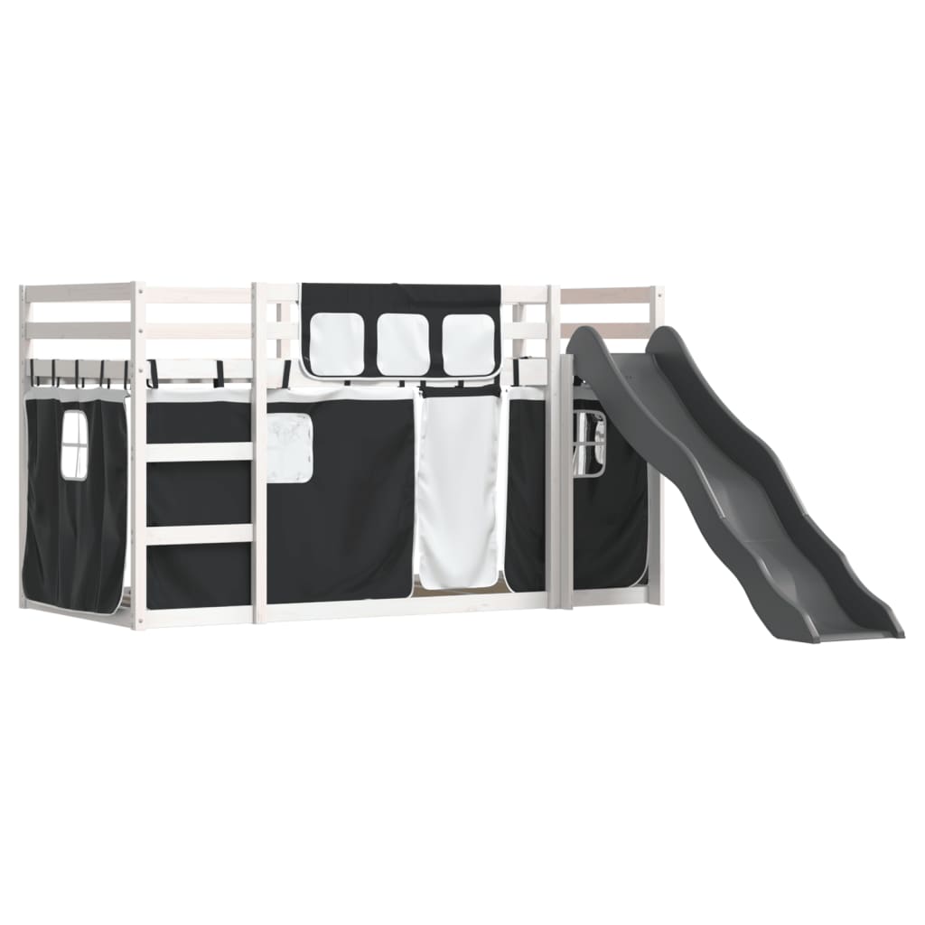 vidaXL Bunk Bed without Mattress with Slide White and Black 90x200 cm