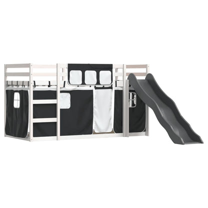 vidaXL Bunk Bed without Mattress with Slide White and Black 90x200 cm