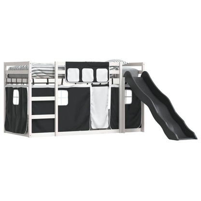 vidaXL Bunk Bed without Mattress with Slide White and Black 90x200 cm