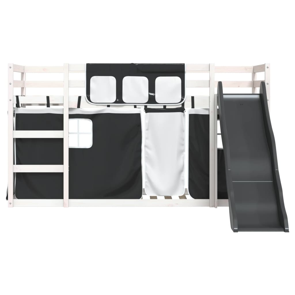 vidaXL Bunk Bed without Mattress with Slide White and Black 90x200 cm