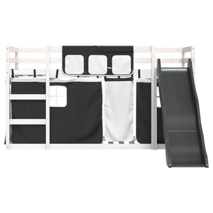 vidaXL Bunk Bed without Mattress with Slide White and Black 90x200 cm