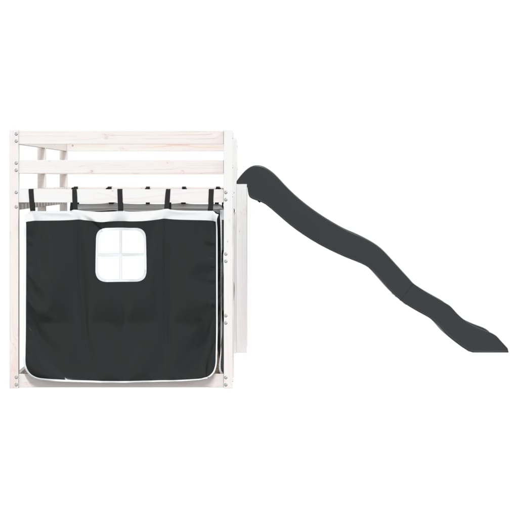 vidaXL Bunk Bed without Mattress with Slide White and Black 90x200 cm