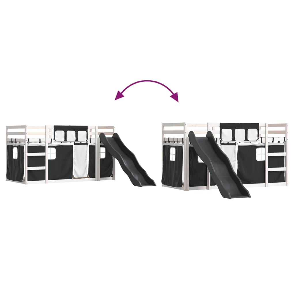 vidaXL Bunk Bed without Mattress with Slide White and Black 90x200 cm