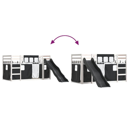 vidaXL Bunk Bed without Mattress with Slide White and Black 90x200 cm