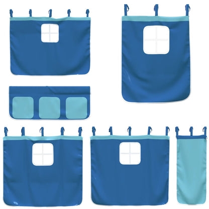 vidaXL Bunk Bed without Mattress with Slide and Curtains Blue 90x200 cm