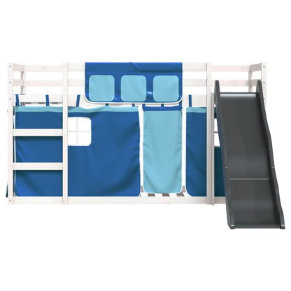 vidaXL Bunk Bed without Mattress with Slide and Curtains Blue 90x200 cm