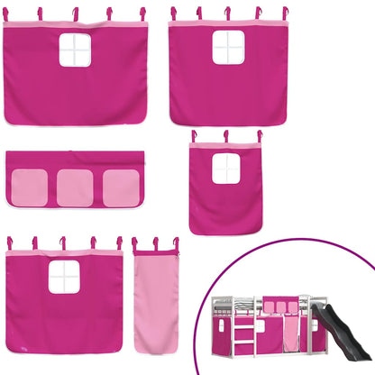 vidaXL Bunk Bed without Mattress with Slide and Curtains Pink 90x200 cm