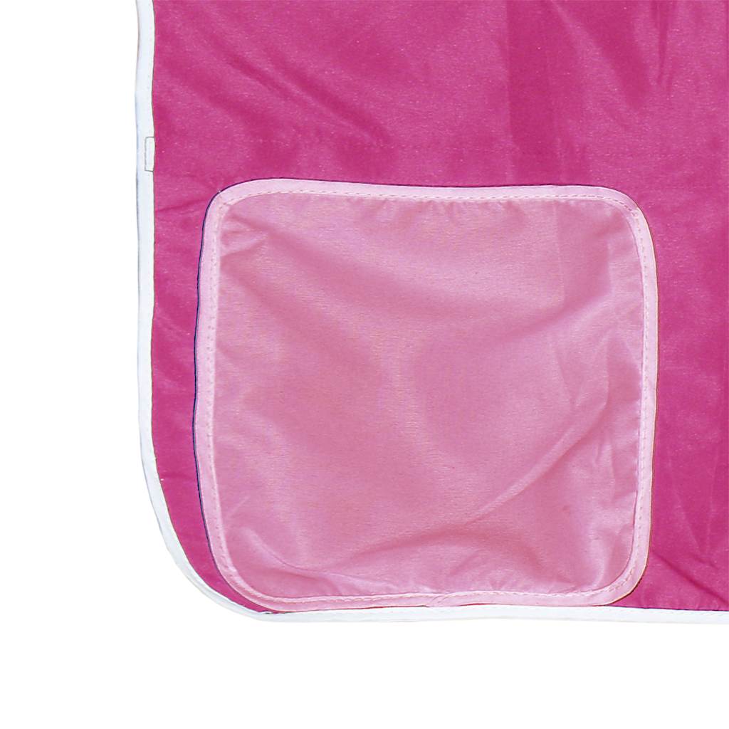 vidaXL Bunk Bed without Mattress with Slide and Curtains Pink 80x200 cm