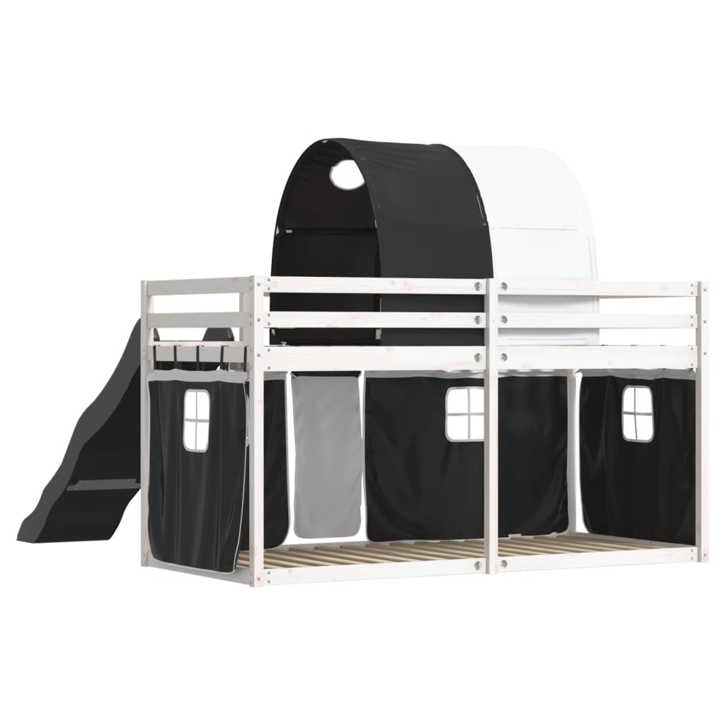vidaXL Bunk Bed without Mattress with Slide White and Black 90x190 cm Single