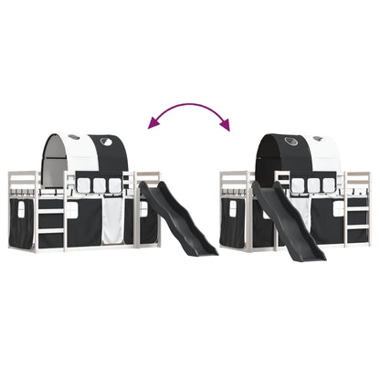 vidaXL Bunk Bed without Mattress with Slide White and Black 90x190 cm Single