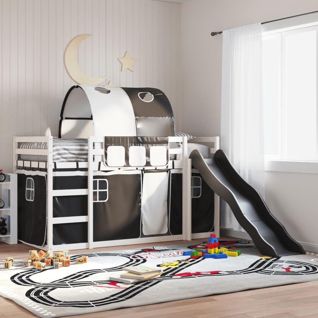 vidaXL Bunk Bed without Mattress with Slide White and Black 90x190 cm Single