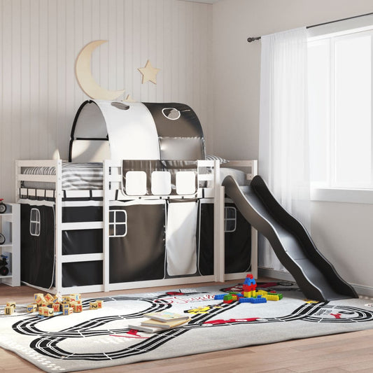 vidaXL Bunk Bed without Mattress with Slide White and Black 90x190 cm Single
