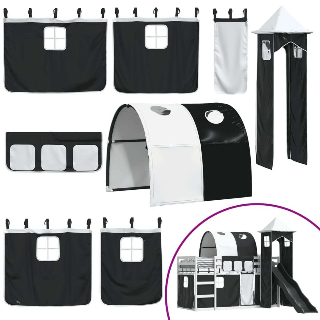 vidaXL Bunk Bed without Mattress with Slide White and Black 90x200 cm