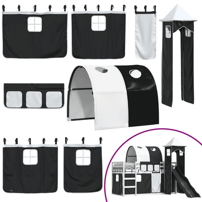 vidaXL Bunk Bed without Mattress with Slide White and Black 90x200 cm