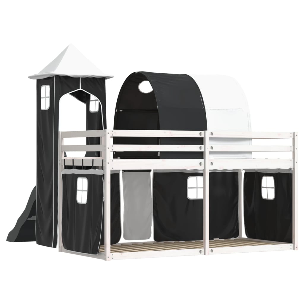 vidaXL Bunk Bed without Mattress with Slide White and Black 90x200 cm