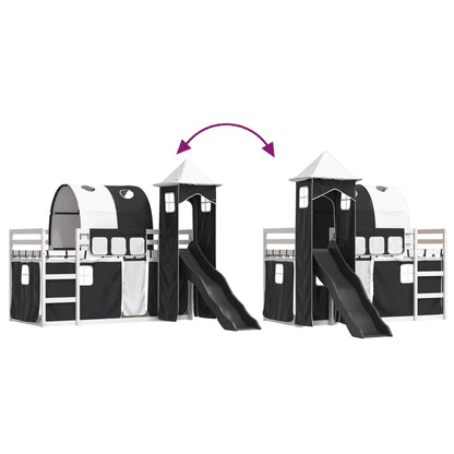vidaXL Bunk Bed without Mattress with Slide White and Black 90x200 cm