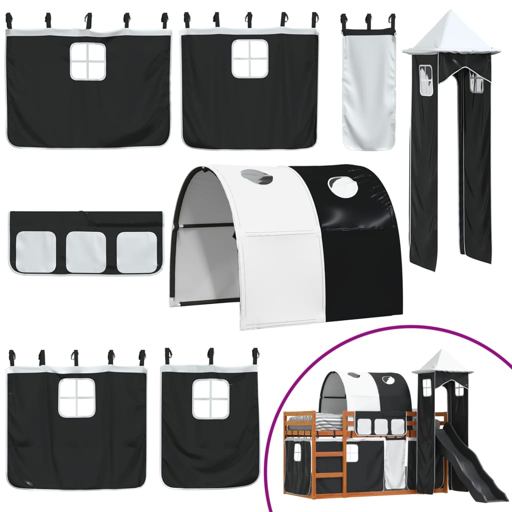 vidaXL Bunk Bed without Mattress with Slide White and Black 90x200 cm