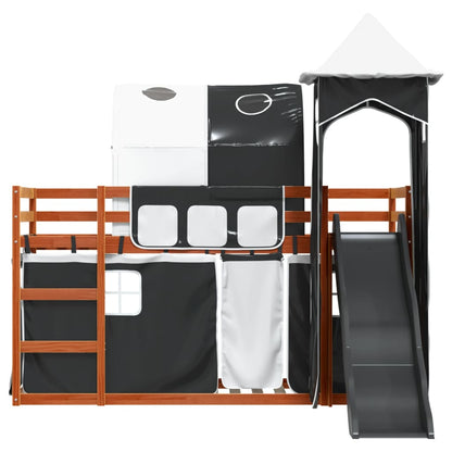 vidaXL Bunk Bed without Mattress with Slide White and Black 90x200 cm