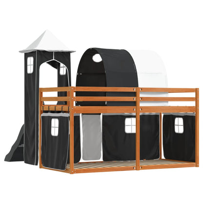vidaXL Bunk Bed without Mattress with Slide White and Black 90x200 cm