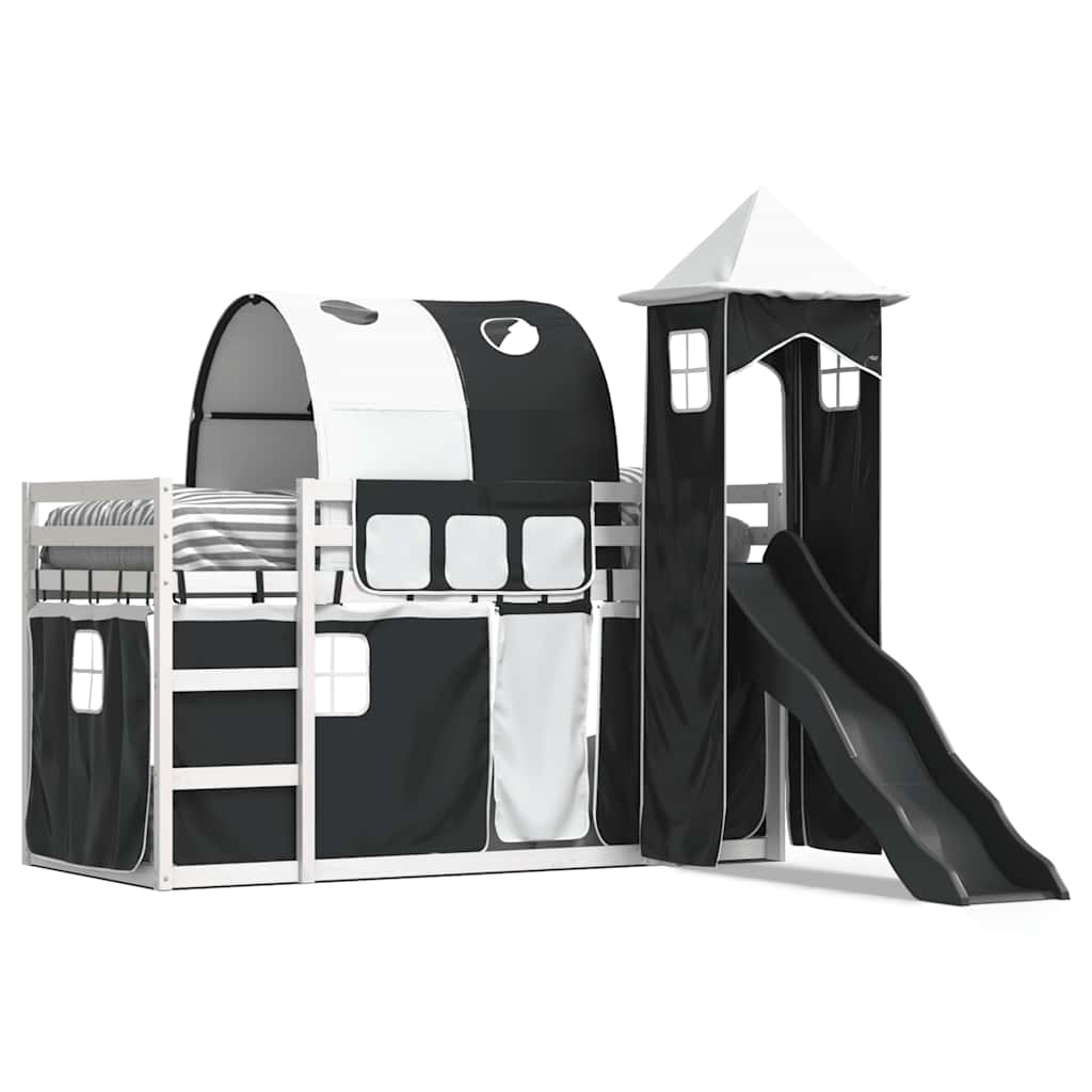 vidaXL Bunk Bed without Mattress with Slide White and Black 90x190 cm Single