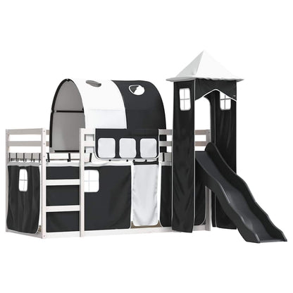 vidaXL Bunk Bed without Mattress with Slide White and Black 90x190 cm Single