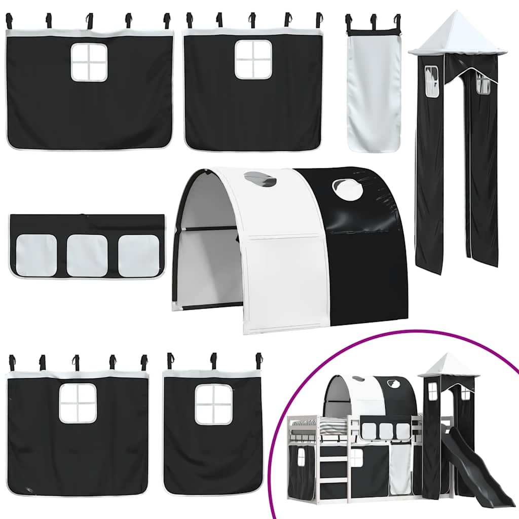 vidaXL Bunk Bed without Mattress with Slide White and Black 90x190 cm Single