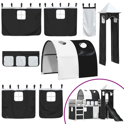 vidaXL Bunk Bed without Mattress with Slide White and Black 90x190 cm Single