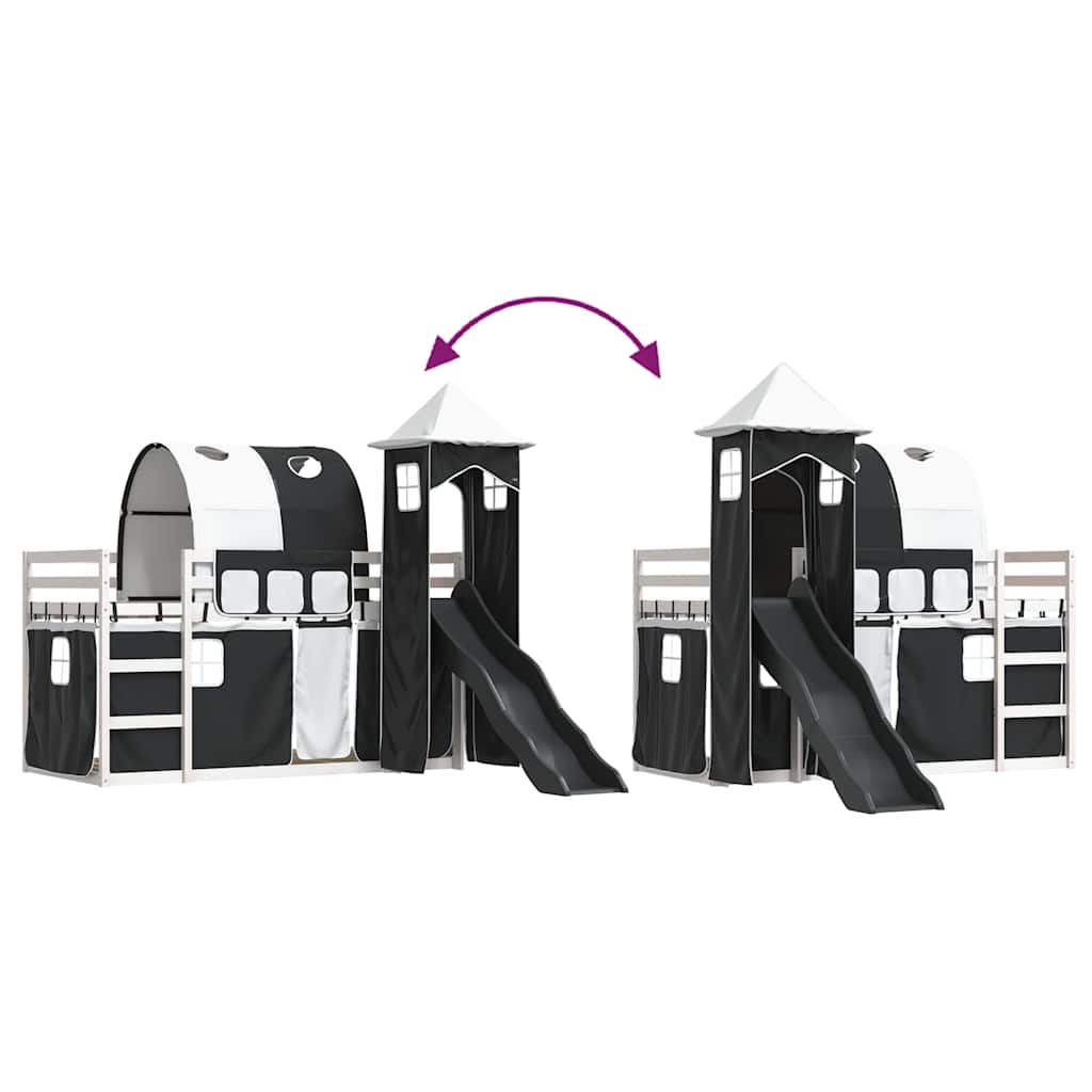 vidaXL Bunk Bed without Mattress with Slide White and Black 90x190 cm Single