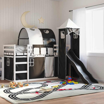 vidaXL Bunk Bed without Mattress with Slide White and Black 90x190 cm Single