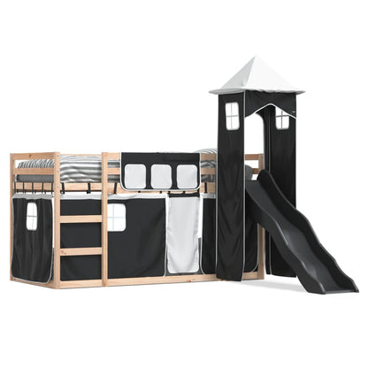 vidaXL Bunk Bed without Mattress with Slide White and Black 90x200 cm