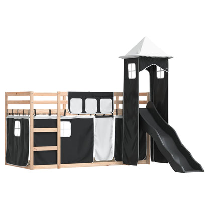 vidaXL Bunk Bed without Mattress with Slide White and Black 90x200 cm