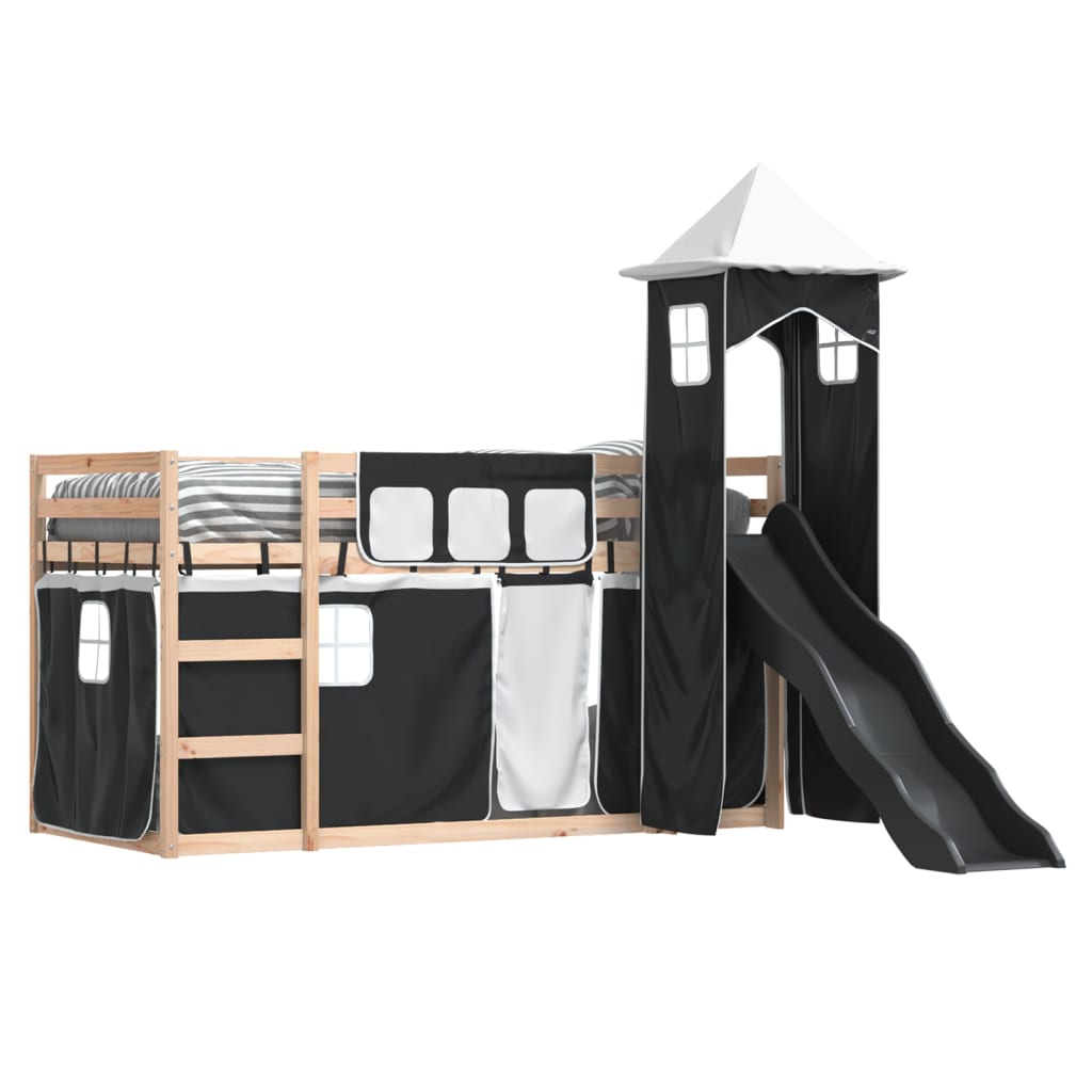 vidaXL Bunk Bed without Mattress with Slide White and Black 90x200 cm