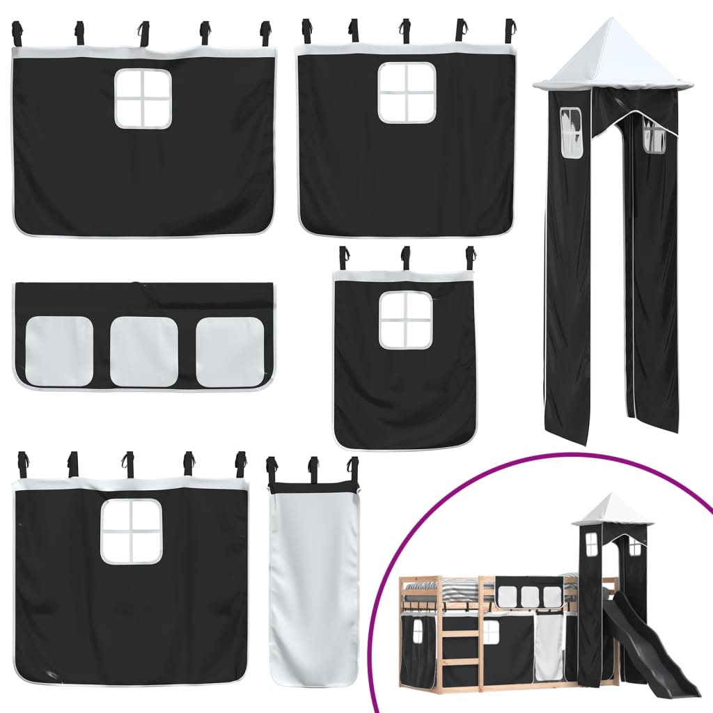 vidaXL Bunk Bed without Mattress with Slide White and Black 90x200 cm