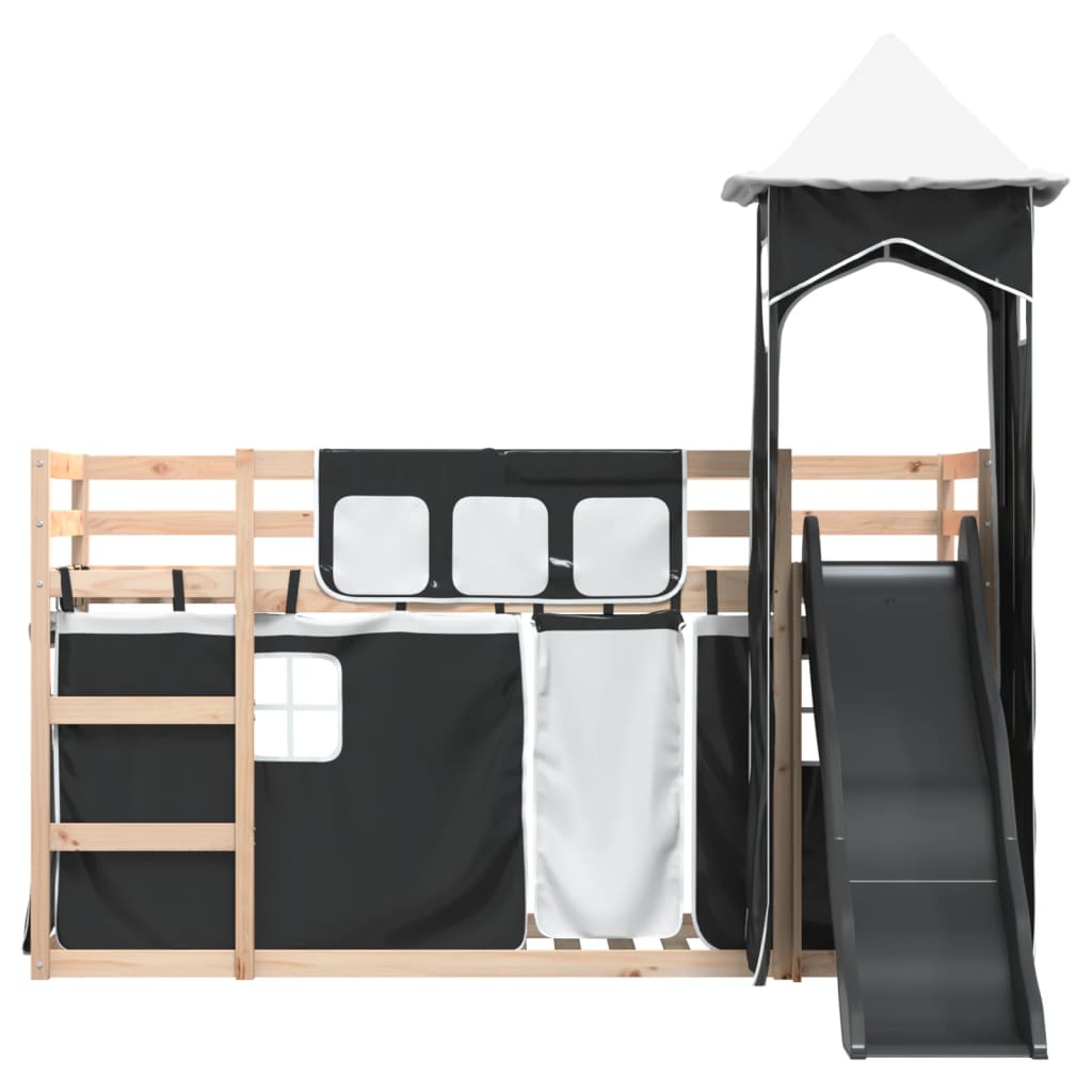 vidaXL Bunk Bed without Mattress with Slide White and Black 90x200 cm