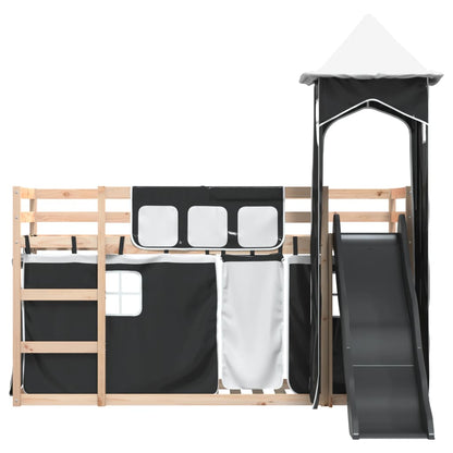 vidaXL Bunk Bed without Mattress with Slide White and Black 90x200 cm