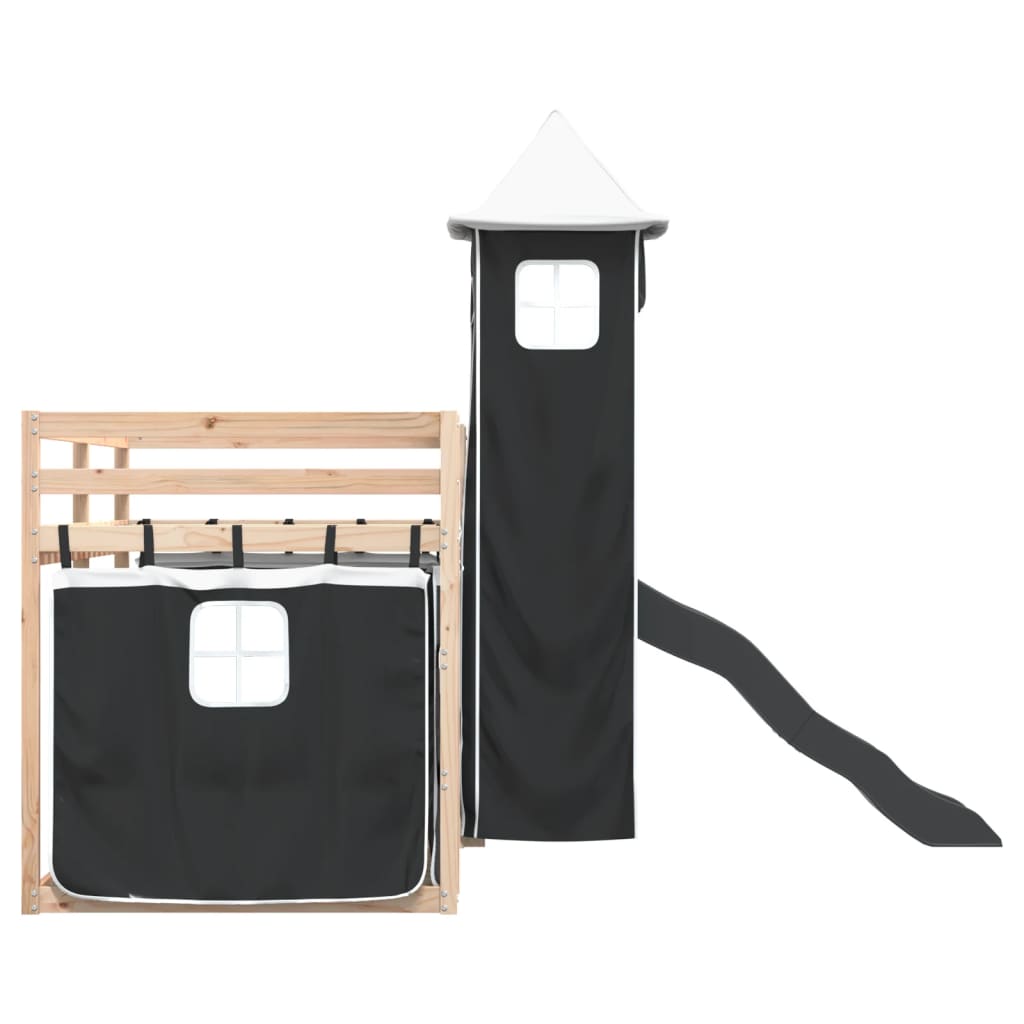 vidaXL Bunk Bed without Mattress with Slide White and Black 90x200 cm