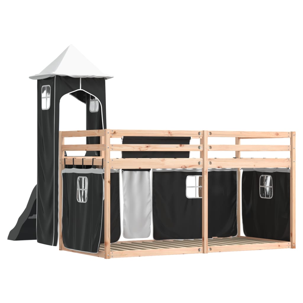 vidaXL Bunk Bed without Mattress with Slide White and Black 90x200 cm