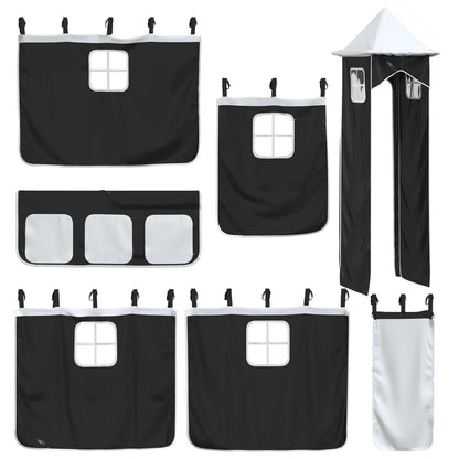 vidaXL Bunk Bed without Mattress with Slide White and Black 90x200 cm