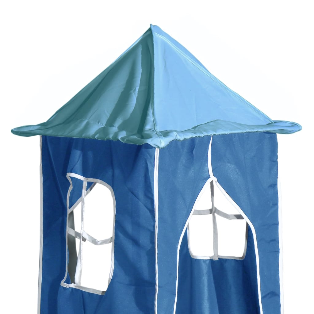 vidaXL Bunk Bed without Mattress with Slide and Curtains Blue 90x200cm
