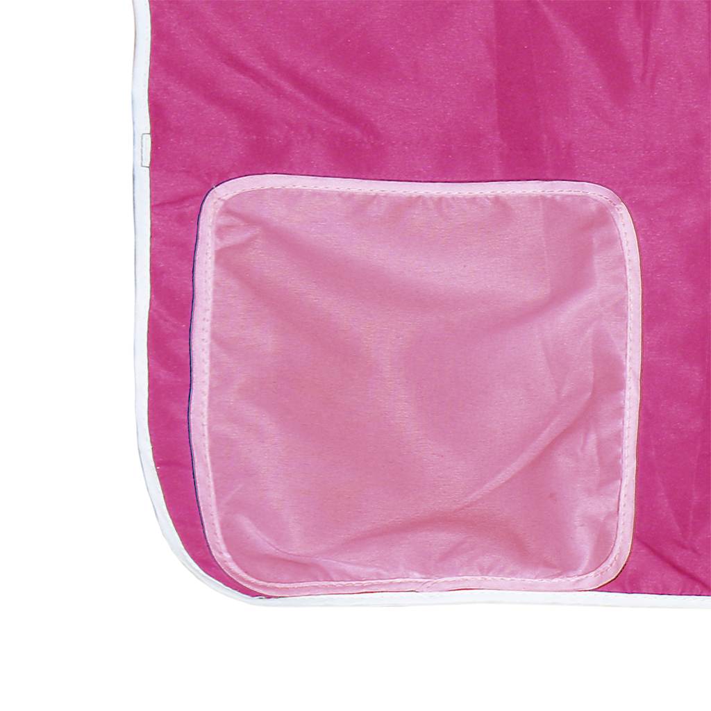 vidaXL Bunk Bed without Mattress with Slide and Curtains Pink 80x200cm