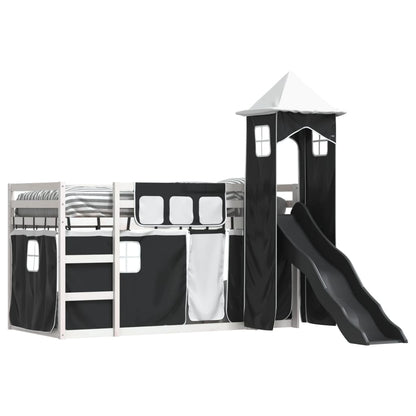 vidaXL Bunk Bed without Mattress with Slide White and Black 90x190 cm Single
