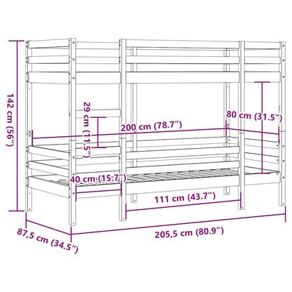 vidaXL Bunk Bed without Mattress White 80x200 cm Solid Wood Pine