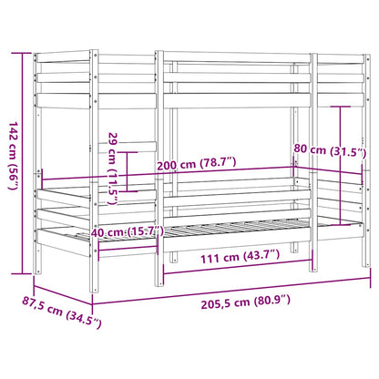 vidaXL Bunk Bed without Mattress Wax Brown 80x200 cm Solid Wood Pine