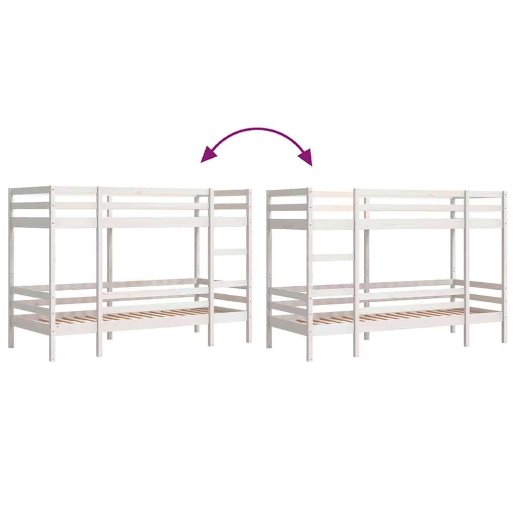 vidaXL Bunk Bed without Mattress White 90x200 cm Solid Wood Pine